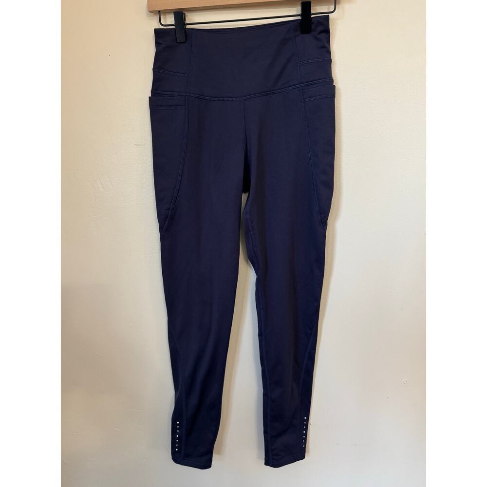 Layer 8 High Waist Pocket Leggings Small Navy Qwick-Dry Athletic